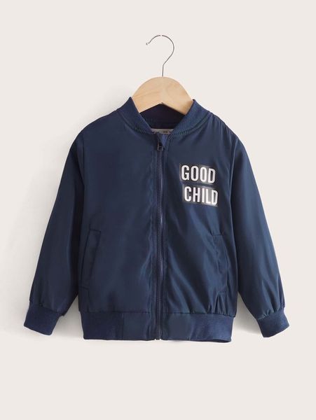 

toddler boys letter graphic zipper bomber jacket she, Blue;gray