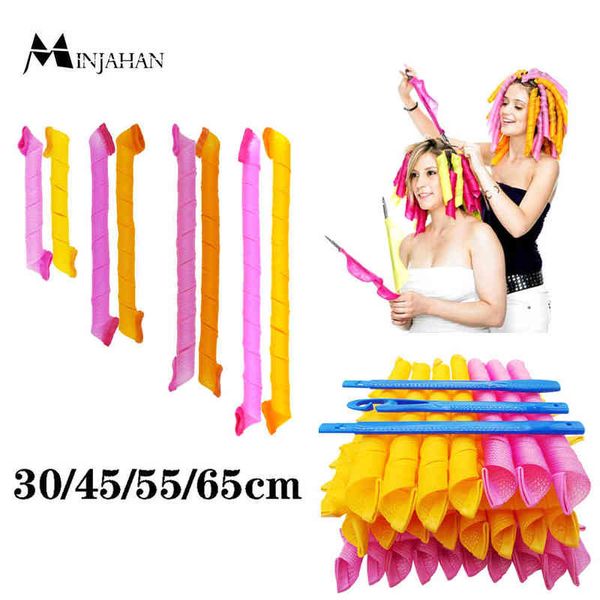 

hair curler rollers (30/45/55/65cm) snail shape not waveform spiral round curls soft magic diy 220304