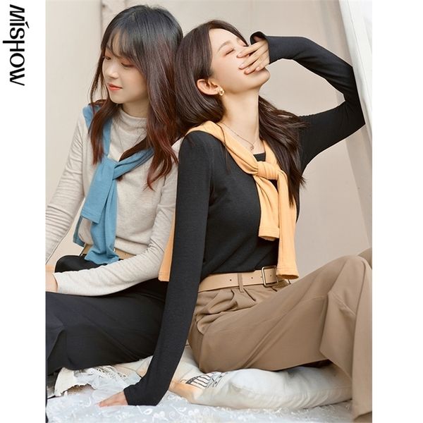 

mishow autumn winter cropped sweaters for women casual knitwear solid pullovers female soft warm clothing mx20c5531 201221, White;black