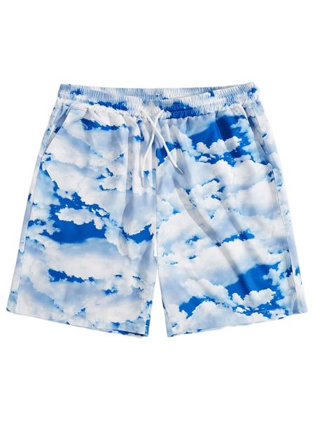 

romwe guys clouds print shorts o95k#, White;black
