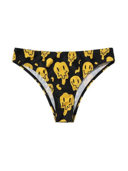 

romwe street life cartoon face graphic bikini bottom a2te#, White;black