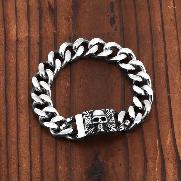 Link Chain Cuban 316 Bracciale in acciaio inossidabile Bracciale Ghost Head Halloween JewelryLink