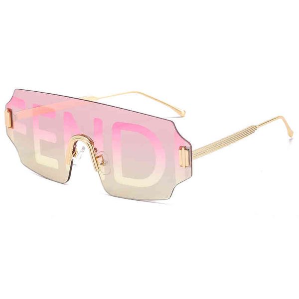 

fashionable new letter sunglass personalized framels one piece men's and women's glass vintage luxury brand design sunglasses uv40, White;black