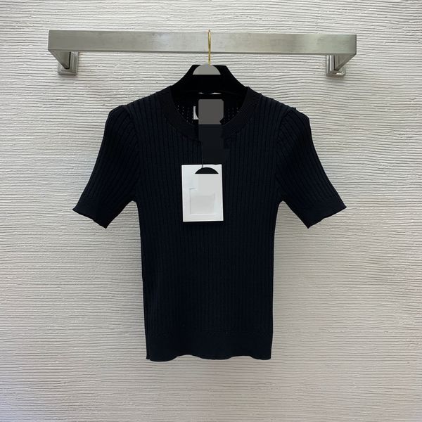 

312 2022 spring summer brand same style sweater short sleeve crew neck black white pullover fashion womens clothes womens teng, White;black