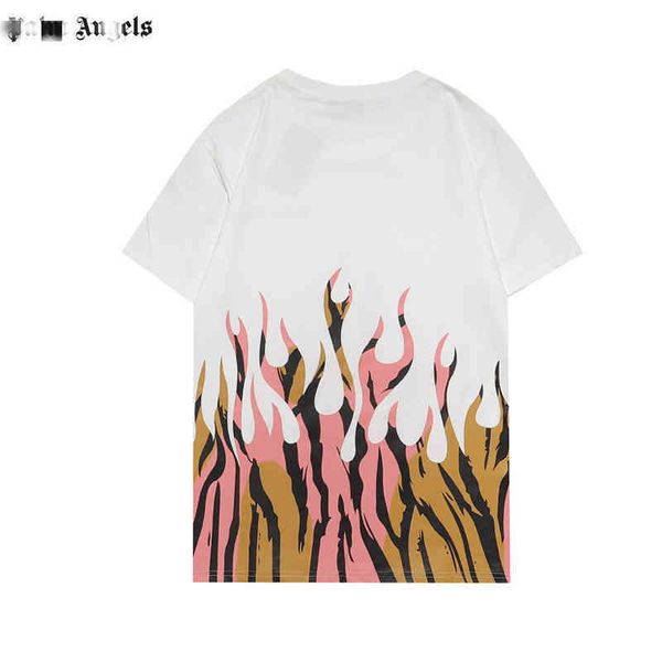 

genuine 1:1 fashion brand short sleeve t-shirt men's and women's ins loose casual flame letter printing half hip hop trend, White;black