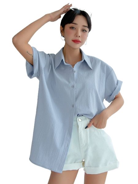 

dazy drop shoulder textured button front blouse s17m#, White