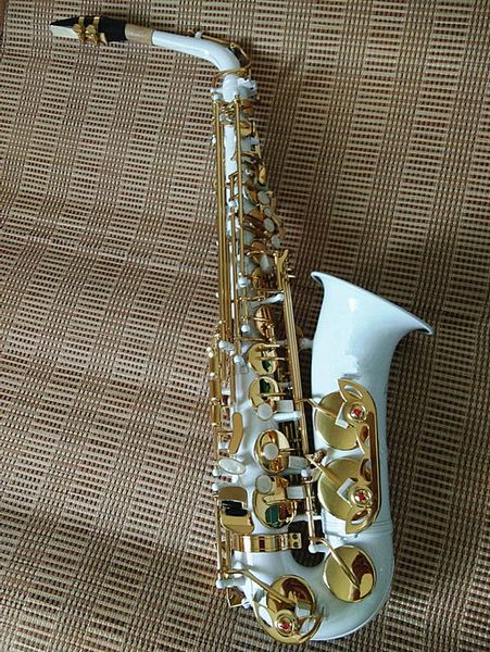 

musical instruments alto saxophone new white gold key alto saxophone model mouthpiece and case