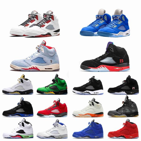 

mens 5 5s basketball shoes shattered backboard space jam bluebird anthracite oreo raging red hyper royal grape sports sneakers trainers, Black
