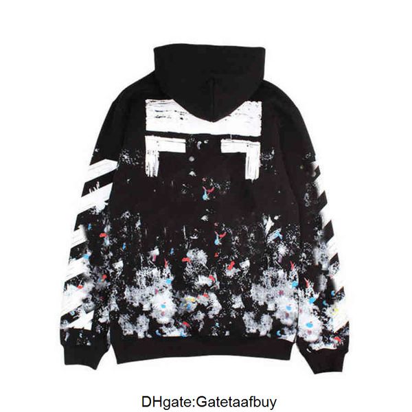 

loose mens fashion offs hoodies brand classic sweatshirts hoodie cotton pullover long sleeved back oil paint arrow x men women 0e3i, Black