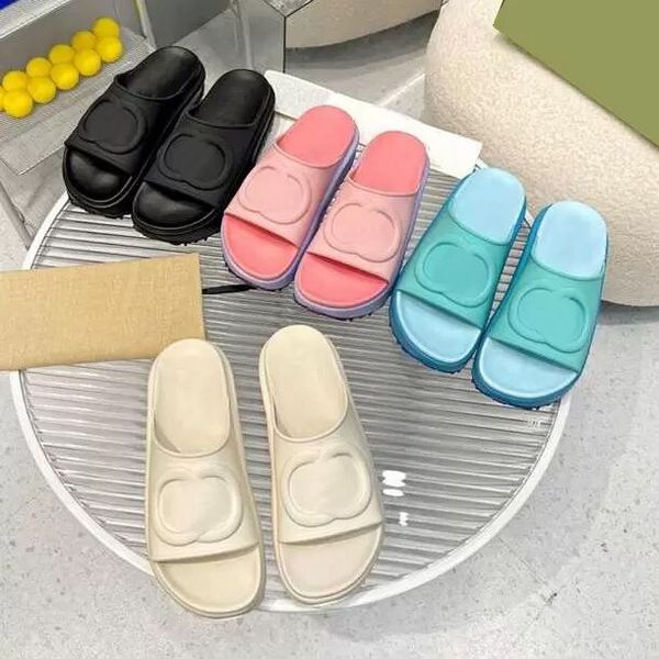 

women platform slipper designer slippers rubber slides non slip sandals thick bottom classics sandal solid color flip flops35-41, Black