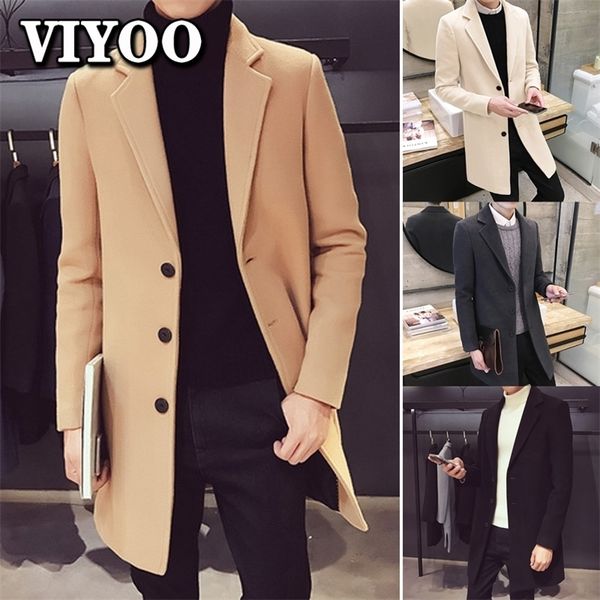 

jacket men spring wool men clothing casual business coat mens leisure overcoat male punk coats windbreaker jackets for men 220817, Tan;black