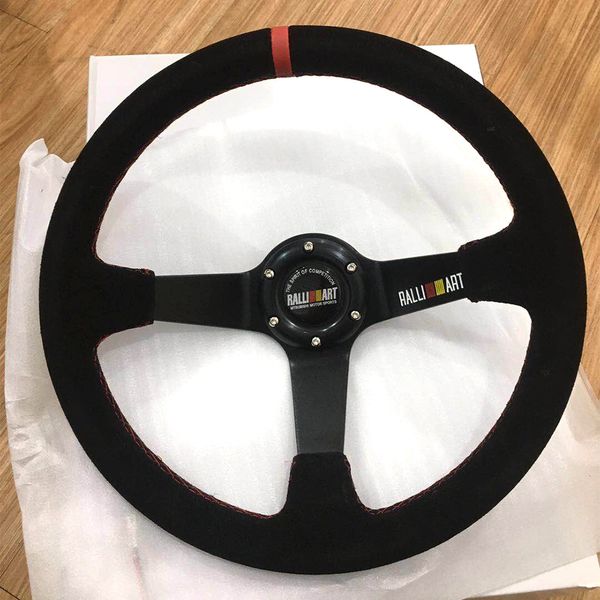 

14inch ralliart suede leather deep dish drift sport steering wheels for mitsubishi