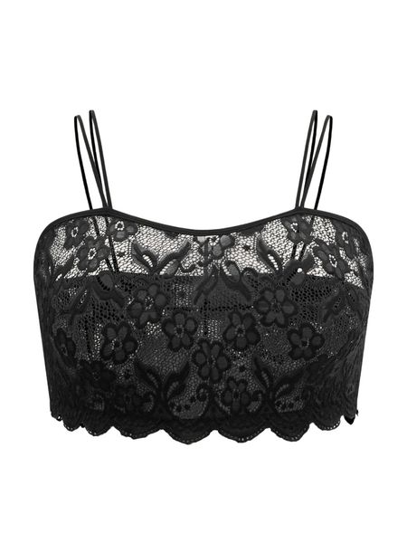 

plus scallop trim lace bralette f1vu#, Black;white