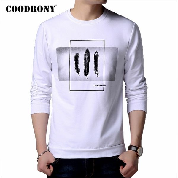 

coodrony brand hoodie men autumn arrivals mens sweatshirt cotton clothing winter fashion leaves print man hoodies c4004 201127, Black