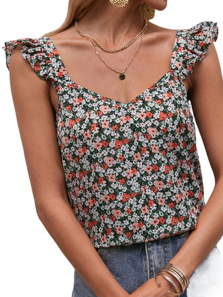 

ditsy floral print backless blouse w3xk#, White