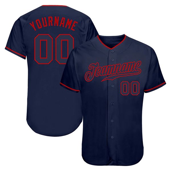

custom navy navy-red authentic baseball jersey, Blue;black