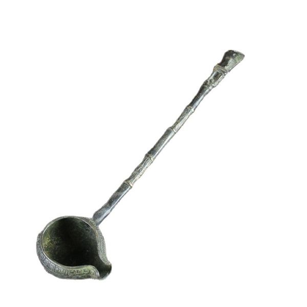 

chinese old bronze statue collection old bronze oil spoon, Black