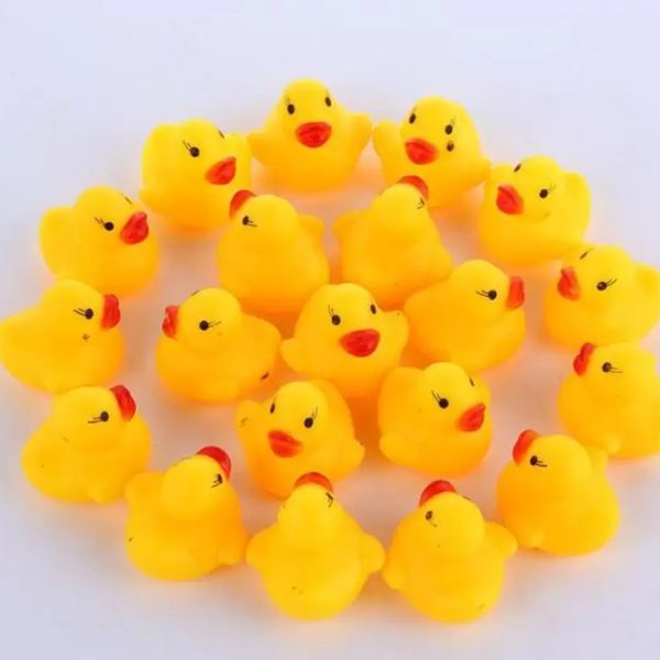 Estoque por atacado 3000 pcs / lote mini borracha banho patos ruído pato pvc com som flutuante entrega rápida praia praia