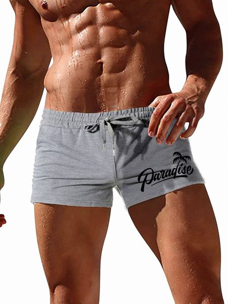 

men letter and tropical print drawstring waist shorts g8yb#, White;black