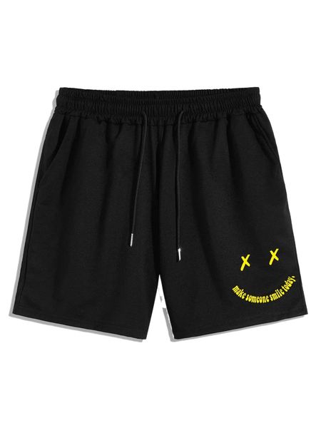 

romwe guys cartoon graphic shorts t3su#, White;black