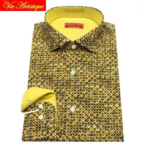 Personalizado feito sob medida feita de algodão masculino camisas de vestido floral de negócios de negócios blusa de casamento formal 2022 plus tamanho ouro serpente flor ocasional