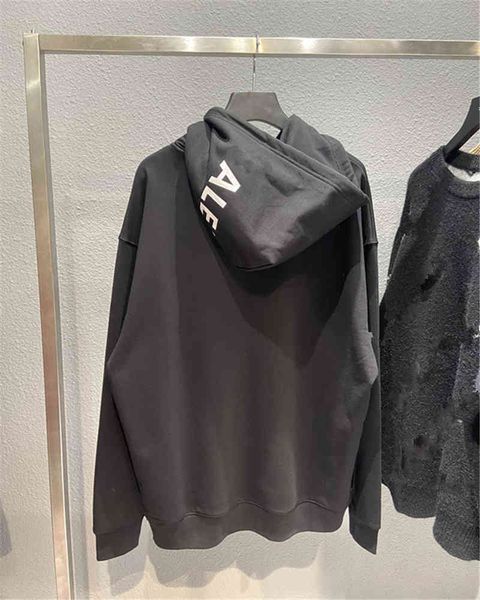

hip hop designer balciga hoodies high version ins 21fw autumn and winter new hat printed letters couple paris terry hoodie sweater, Black