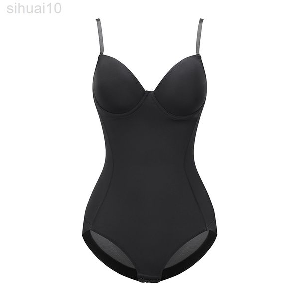 Lingerie sexy slim seda sólida shapewear para mulheres suaves macacão macho barriga lingerie lingerie preta l220802