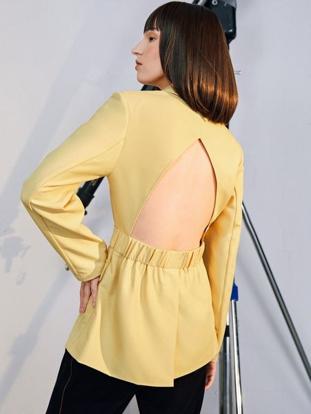 

belted flap detail cut out back blazer w5vd#, White