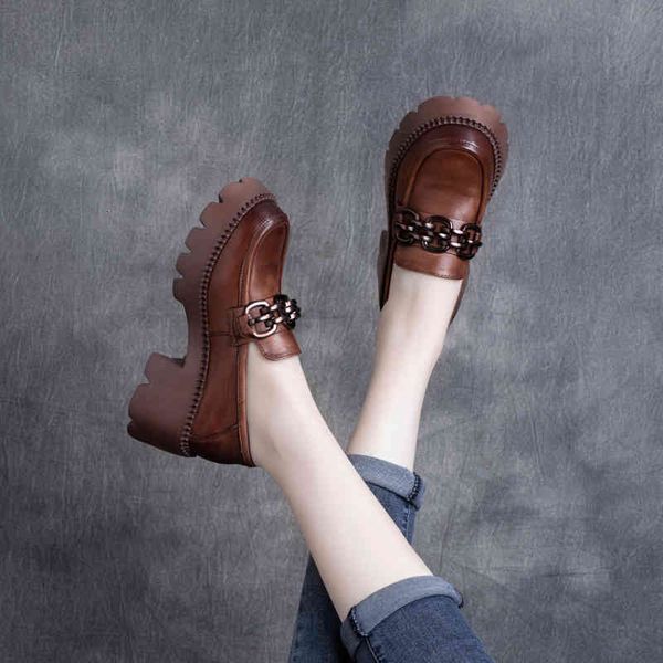 

sandals spring handsome british style leather overshoot round head thick heel women's shoes single soled 7q9f, Black