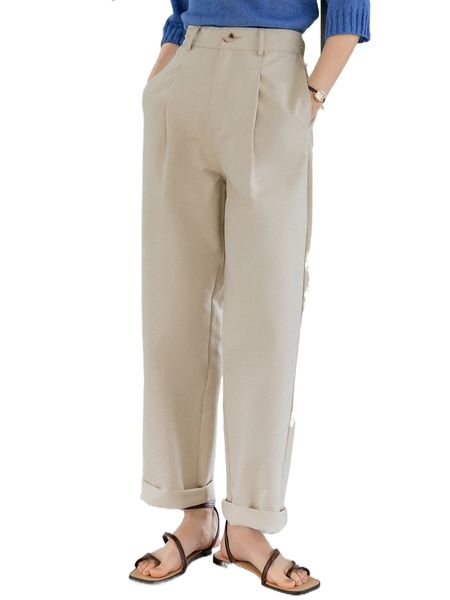 

dazy-less fold pleated straight leg pants j2v0#, Black;white