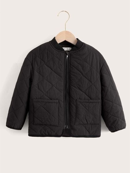 

toddler boys dual pocket zipper quilted bomber jacket she, Blue;gray