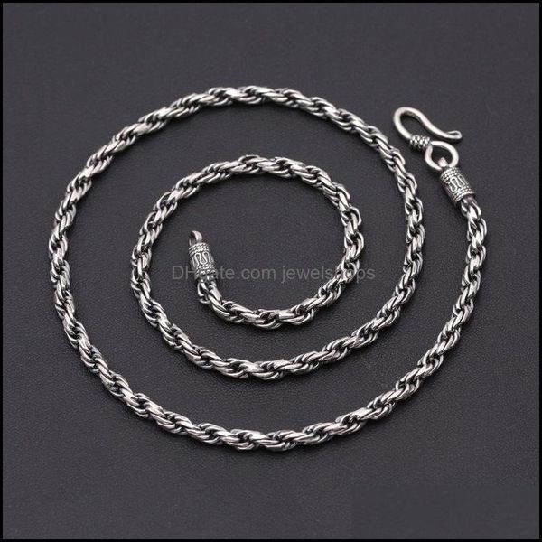 

925 sterling sier jewelry handmade braided wire link chain necklace american european antique punk designer necklaces for men drop delivery, Silver