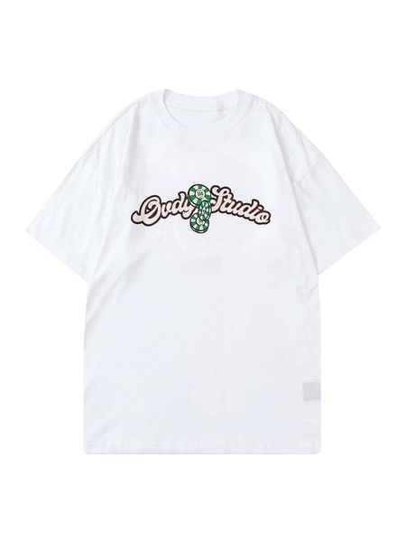

men letter & graphic print tee z751#, White;black