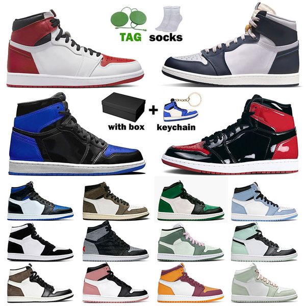 

jumpman 1 1s mens womens basketball shoes patent georgetown heritage og dark mocha mid carbon fiber dutch green university blue designer spo