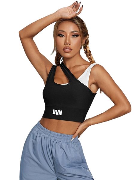

letter graphic cut out sports tank 11yq#, Gray
