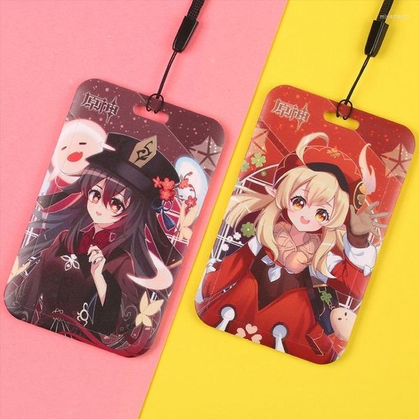 Клавки Genshin Impact Card Cover Cover Women Hu Tao Key Holder для Man Fashion Cute Creative Klee Set Anime Metal Chaveiro Miri22