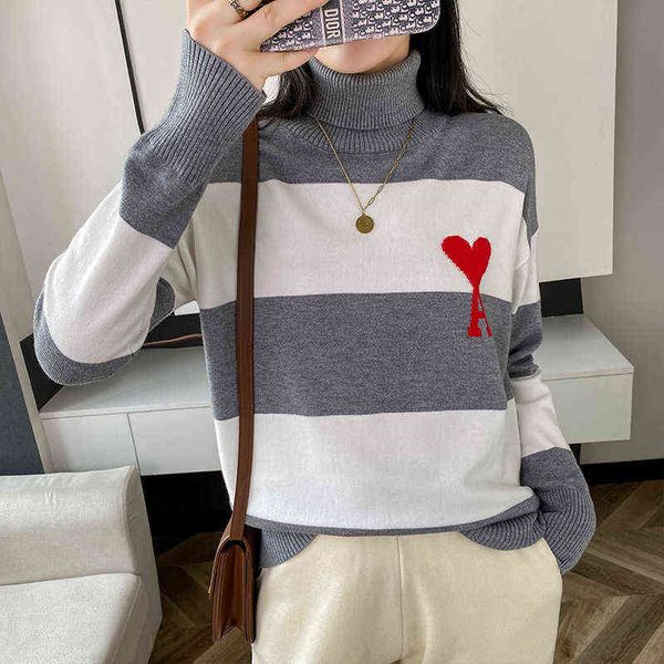 

year wool embroidered round neck heart love letter pullover sweater for men and women the same sweater is new in autumn winter, White;black