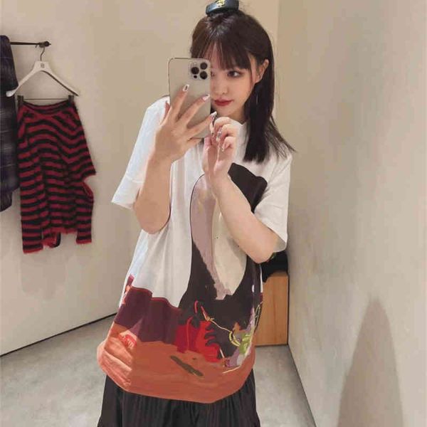 

women's t-shirt summer loe faceless inkjet embroidery men's and women's fashion brand short sleeve loose couple large t-shirt, White