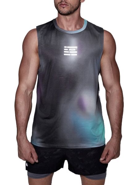 

men reflective letter graphic tie dye sports tank m7if#, White;black