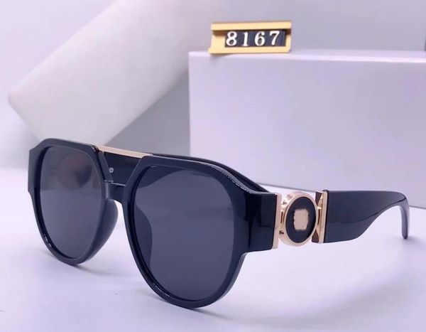 Occhiali da sole Occhiali da sole Black Gold Grey Lens Geometric Oversize Uomo Donna Occhiali da sole con etichette Oversize Oval Womens Luxury fashion Occhiali da vista Random Box