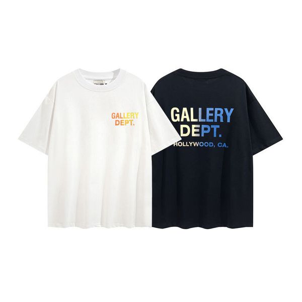 

designer t shirts 2022 galleryes depts mens fashion summer t-shirt letter gradient men's women's bottom shirt loose short sleeve i, White;black