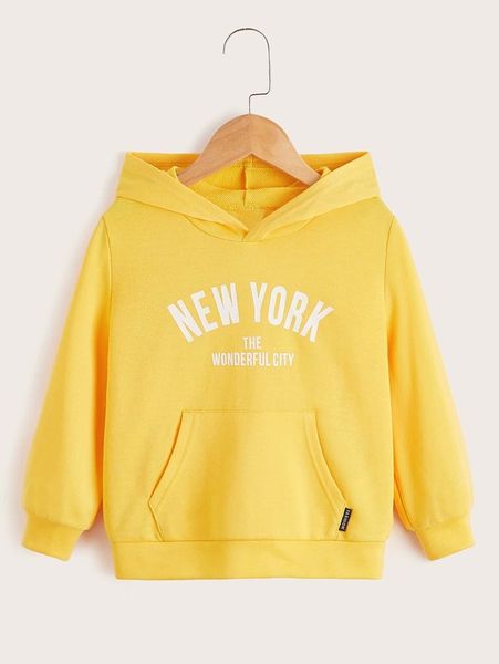 

toddler boys letter graphic kangaroo pocket hoodie she, Black