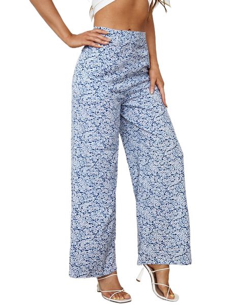 

ditsy floral wide leg pants y2za#, Black;white