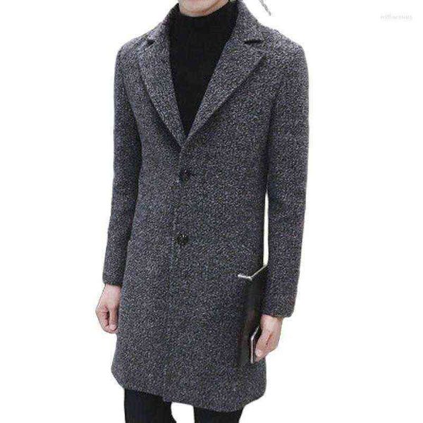 

men's wool & blends m.y.fantasy 2022 men coats casual long mens thick trench fashion warm coat lapel spring autumn overcoat plus size 5, Black