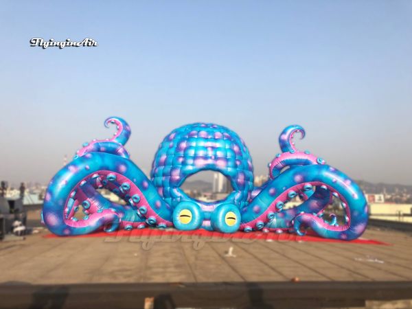Riesiges aufblasbares Oktopus-Modell, 10 m, Cartoon-Tier-Maskottchen, Luftblasen-Krake, DJ-Kabine-Zelt mit Tentakeln für die Dekoration von Konzertbühnen im Freien
