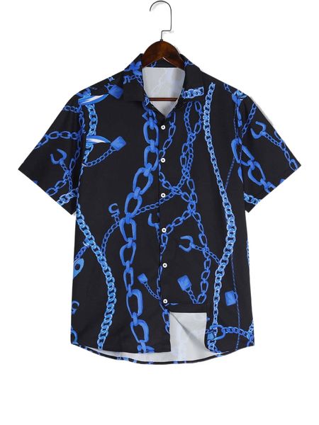 

romwe goth guys chain print shirt g4mk#, White;black