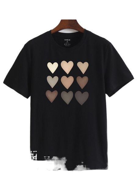 

men heart print tee v9f7#, White;black