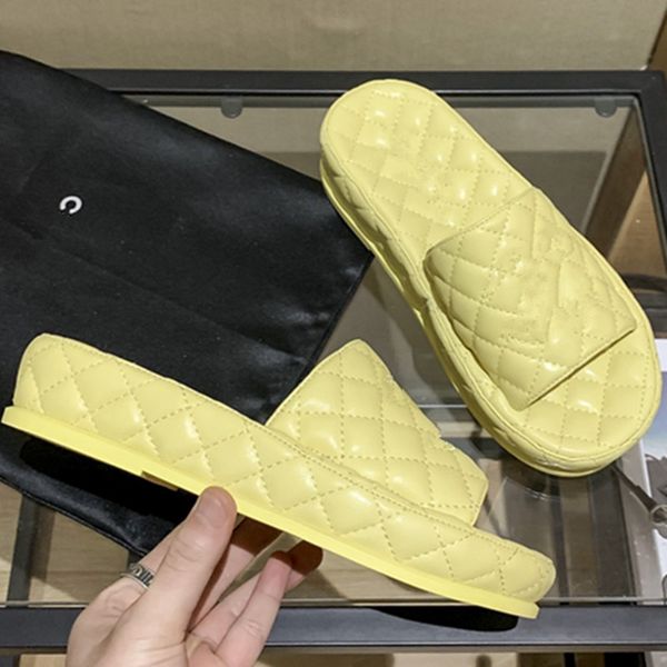 

most popular embroidery quilted platform slippers women ladies leather sandals beach mule pool slide thick bottom summer slip on high heel f, Black