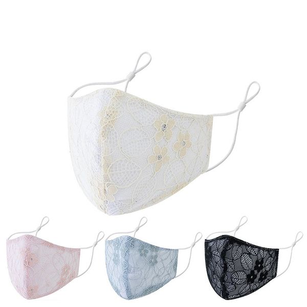 

reusable cloth face masks lace flower breathable mask with adjustable ear loops and individually wrap for outdoor sports