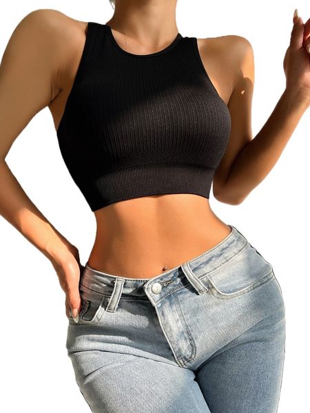 

solid ribbed knit wireless bralette f9no#, Black;red